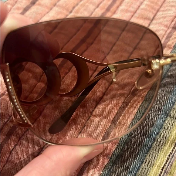 Caviar Gold and Brown Aviator Sunglasses with Metal Frame